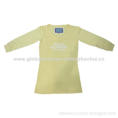 Women's 100% cotton short sleeve printed T-shirt, slim fit design, X-3XL size